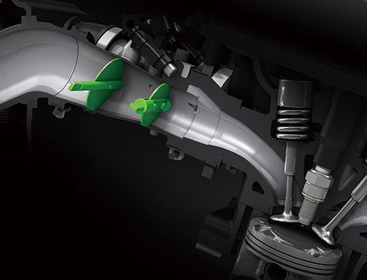 Dual throttle valves in motorcycle engine