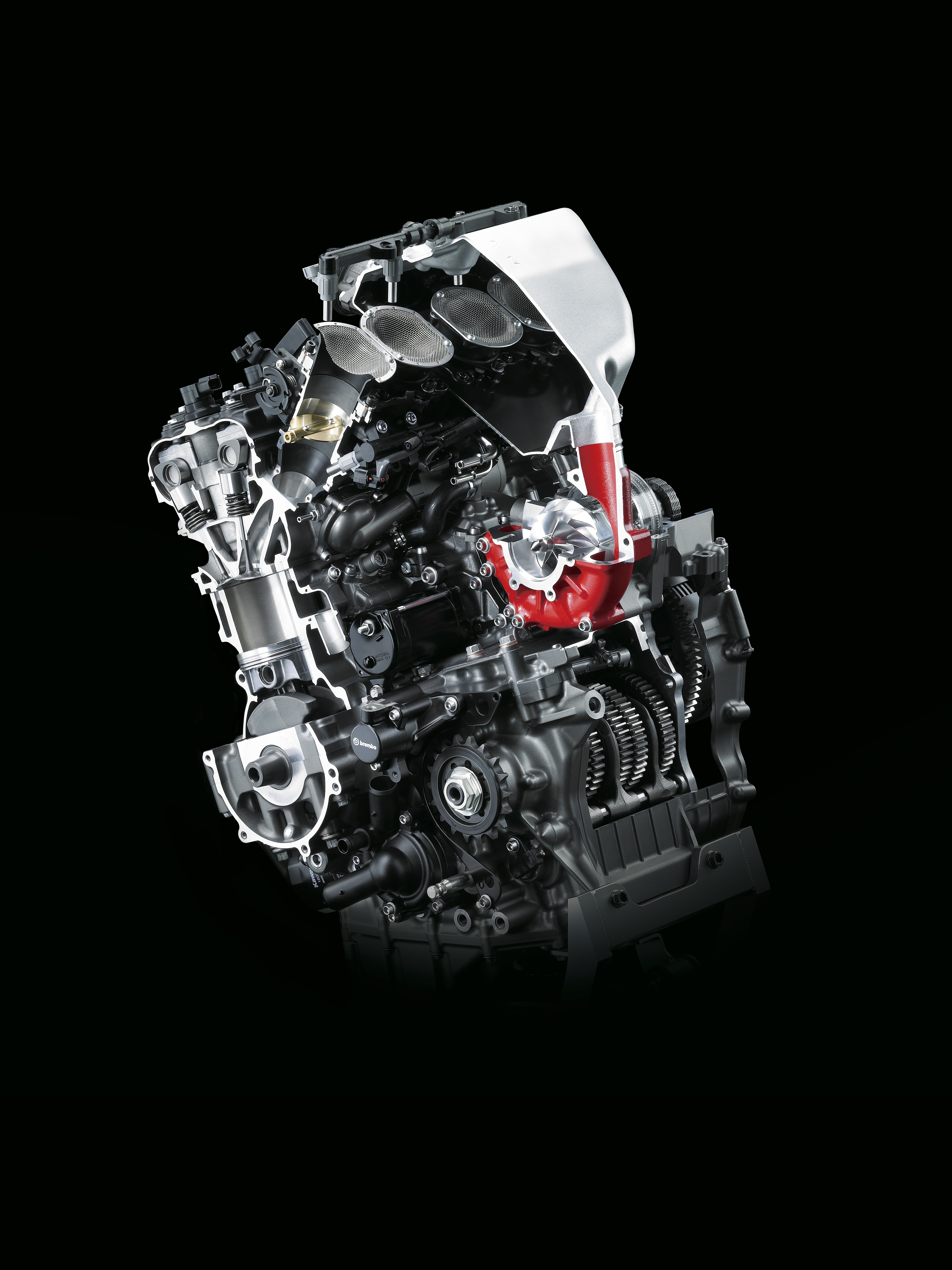 Engine with supercharger highlighted